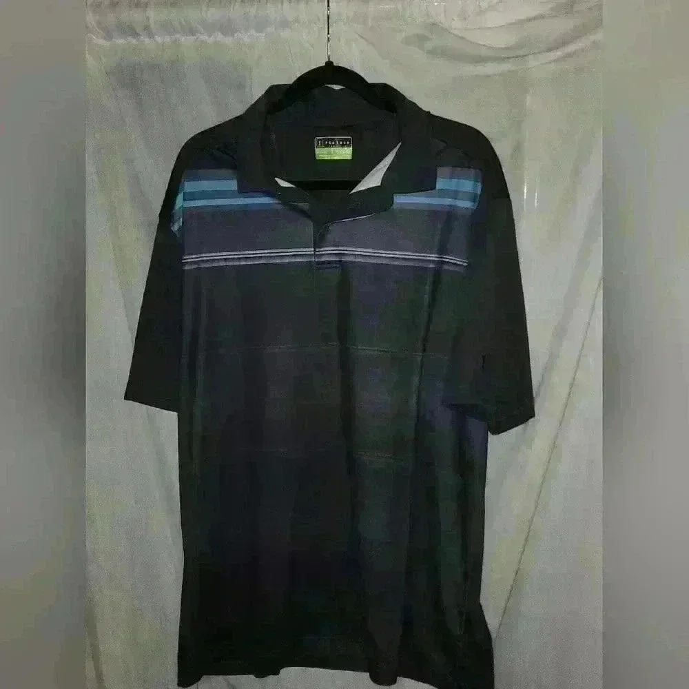 PGA Tour Golf Polo Xl Gray And Turquoise